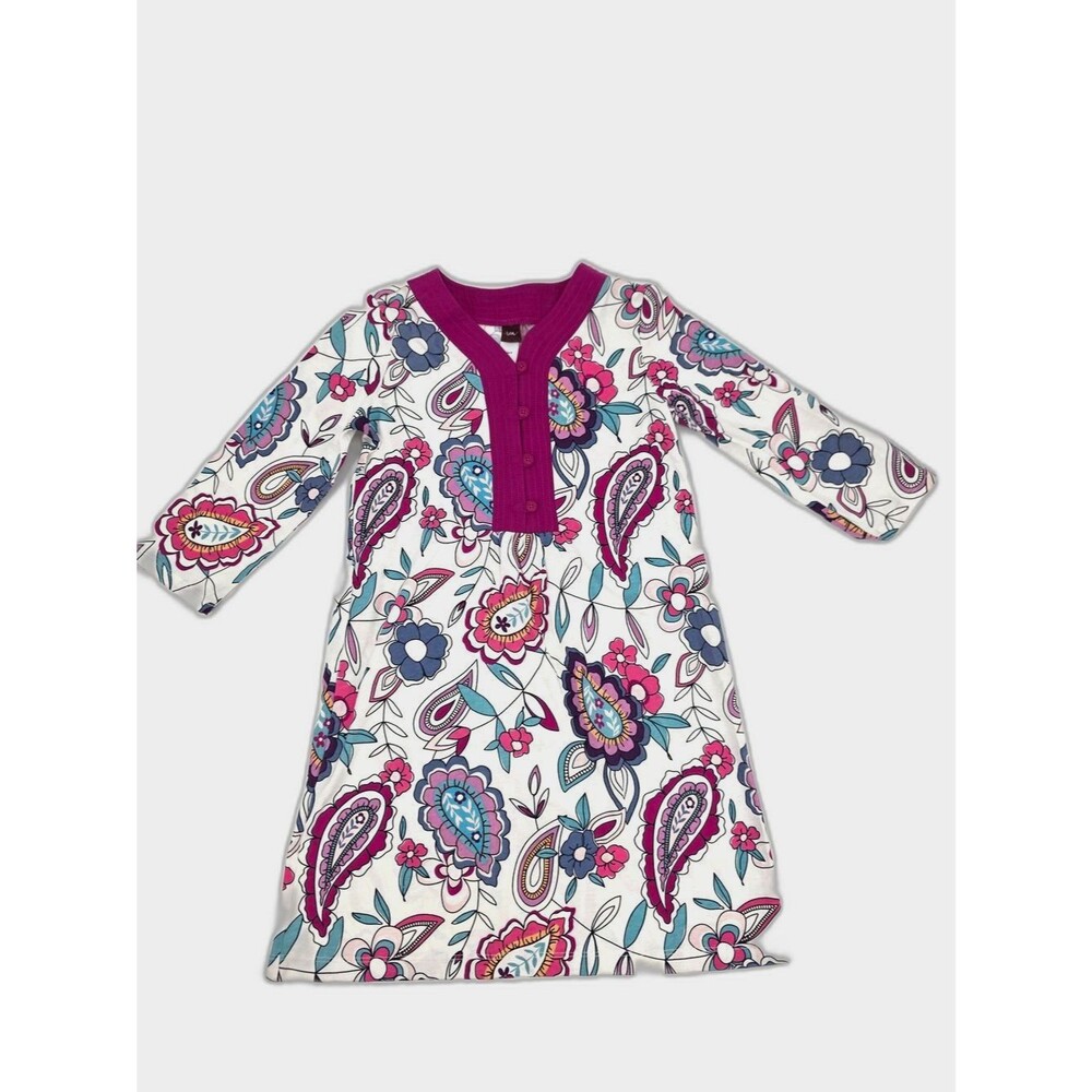 Tea Collection Girls Floral Paisley Print Long Sleeve Dress Size 8